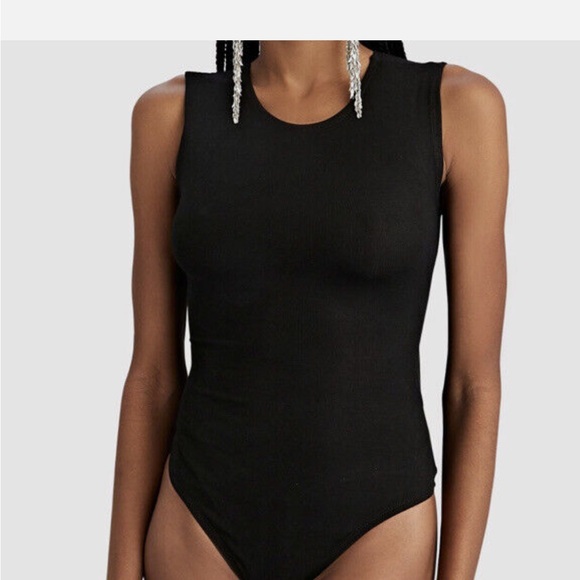 WeWoreWhat Tops - WEWOREWHAT Rib Jersey Scoop Neck Bodysuit Black Size S